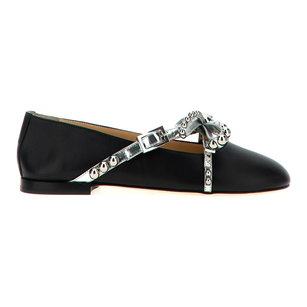Mach & Mach Damen Schwarz - Crystal Studs Ballerina - Shoes - K - 38 Eu