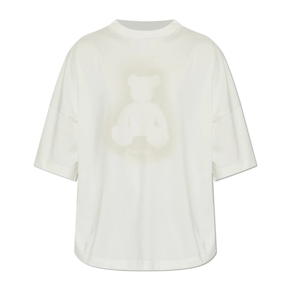 Palm Angels Herren Weiß - T-Shirt Mit Logo-Print - Tops - Xl