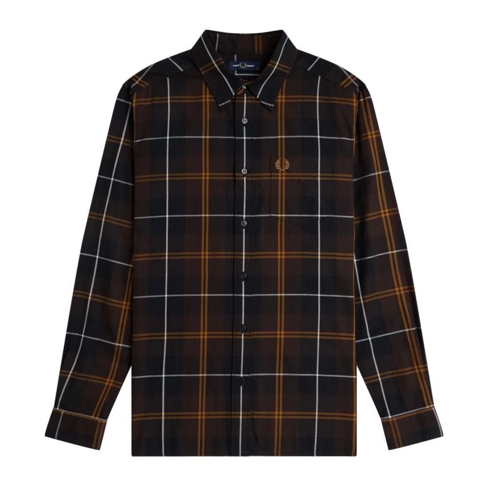Fred Perry Herren Braun Hemd Baumwolle Kariert - Bild 5