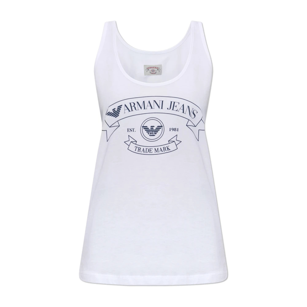 Emporio Armani - Jeans Print Jersey Tank Top - Tops - Damen - Weiß - L