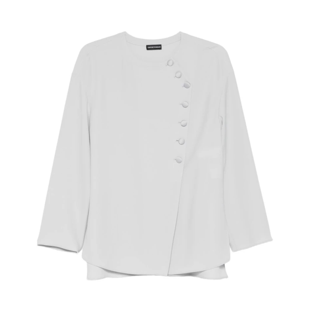 Emporio Armani Damen Grau - Bluse Mit Asymmetrischem Verschluss Aus Technischem Cady - Blouses & Shirts - L