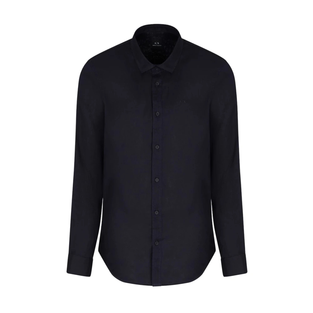 Armani Exchange Herren Blau - Klassisches Leinenhemd Minimalistisches Design - Shirts - S