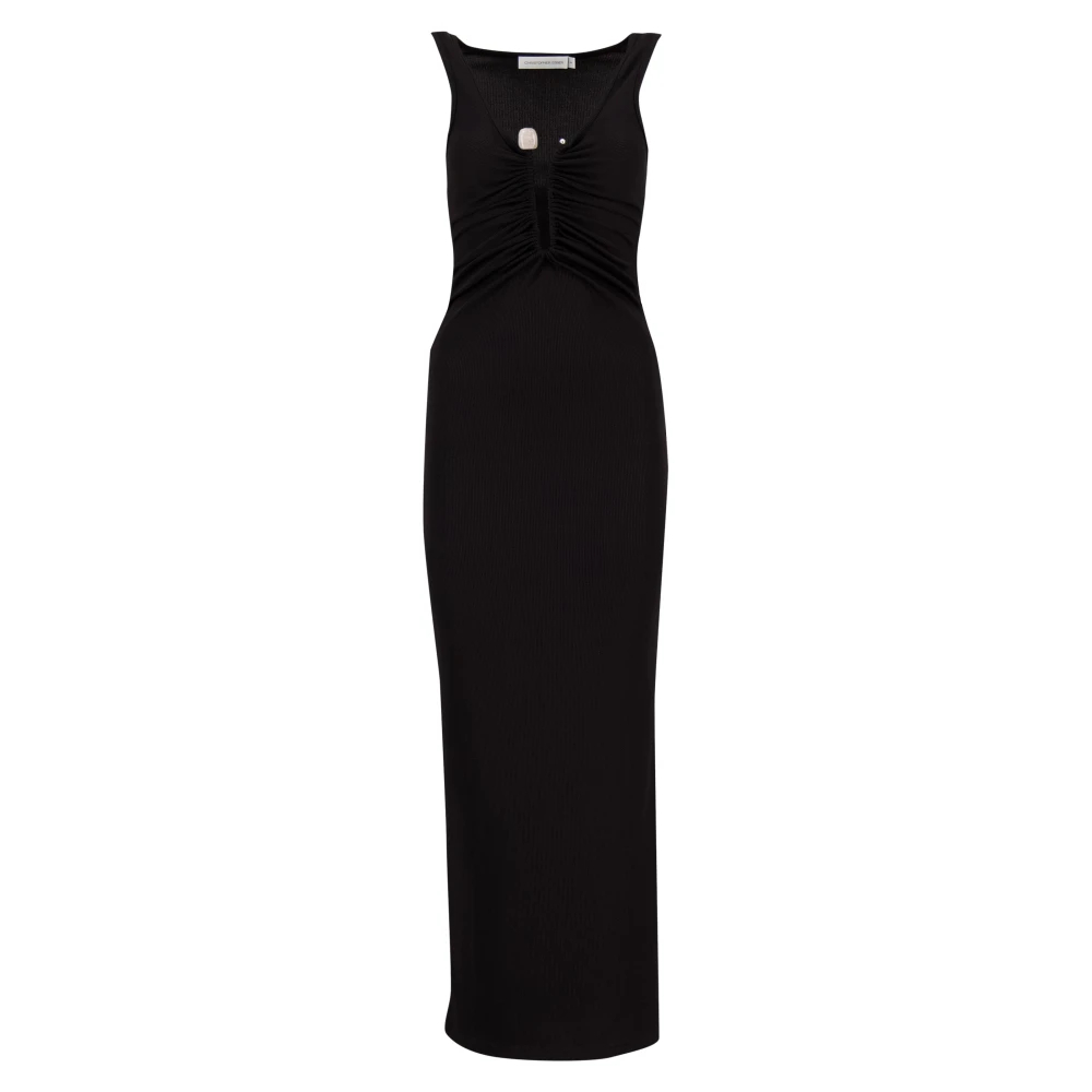 Christopher Esber - Kristallnadelkleid- V-Ausschnitt- Langer Schnitt - Dresses - Damen - Schwarzk - S