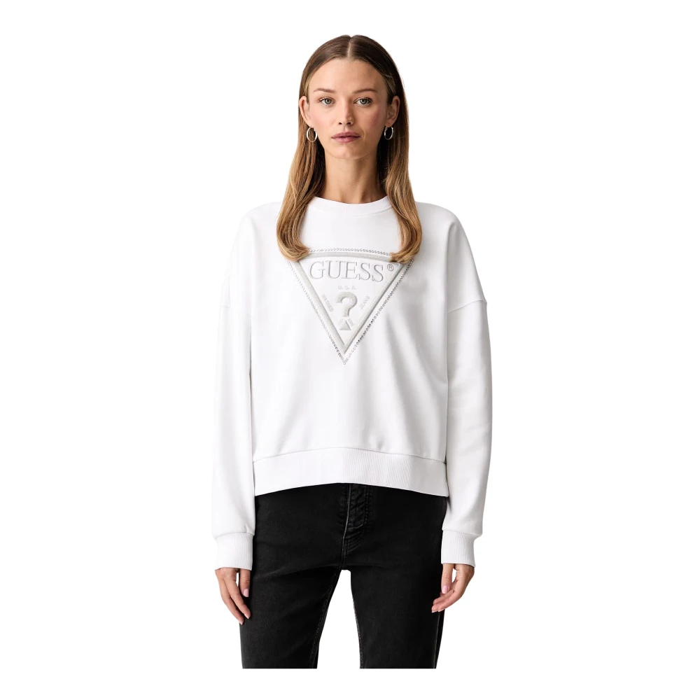 Guess Damen Blanc Sweatshirt Triangle Glitter - Bild 5