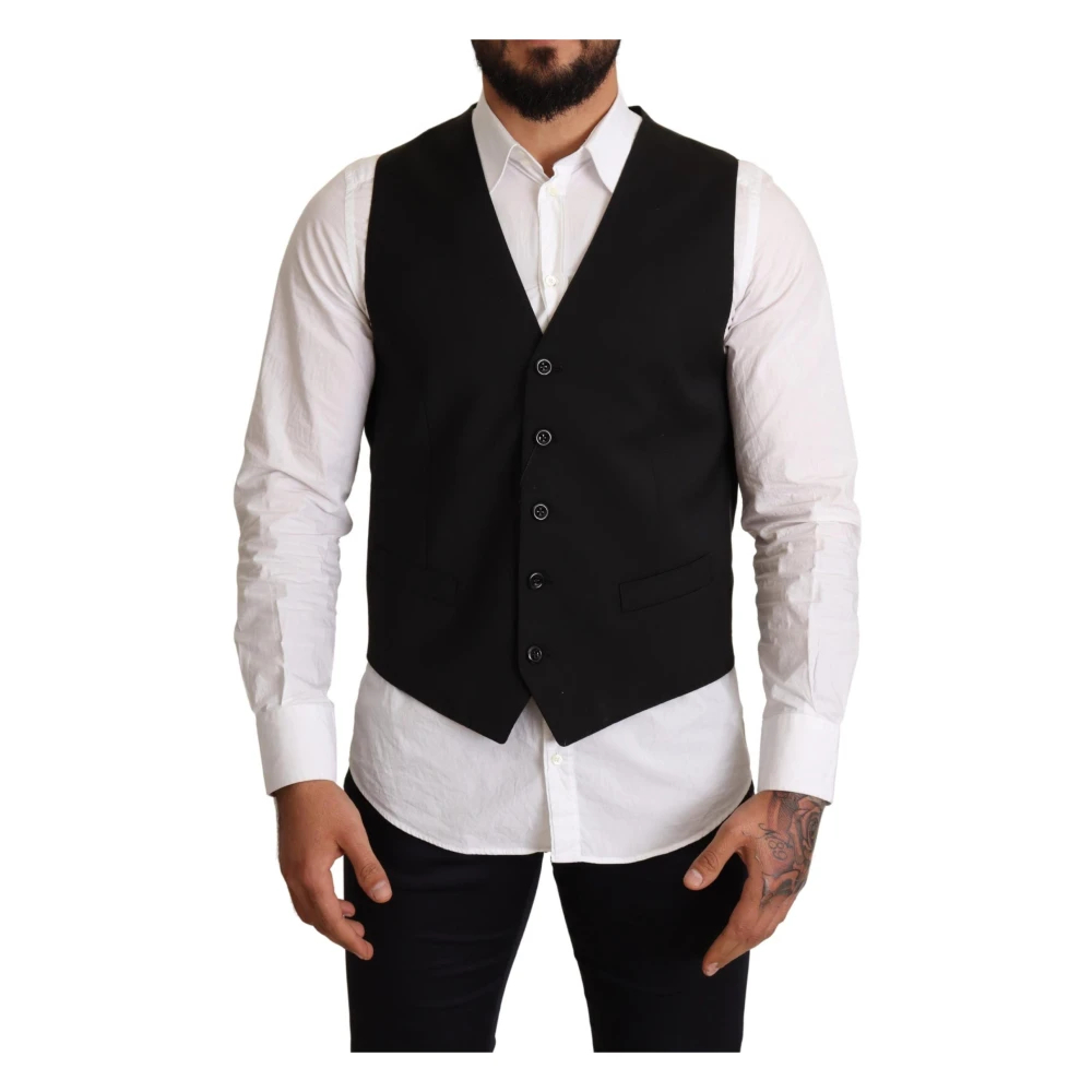 Dolce & Gabbana Men's Black Suit Vests Extra Small