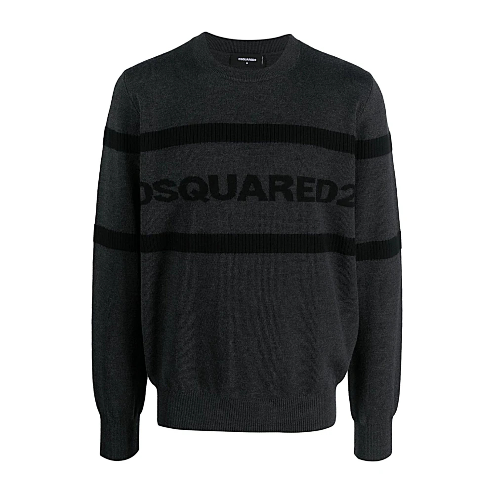 Dsquared2 Men's Gray Round-Neck Knitwear Large