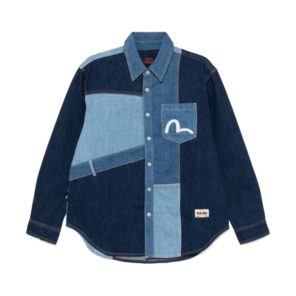 Evisu Men's Blue Denim Shirts Medium