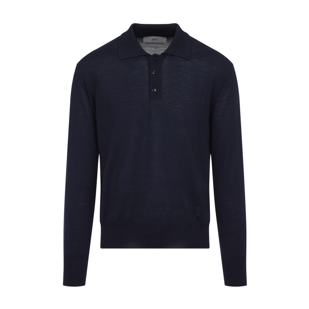 Ami Paris Men's Blue Polo Shirts Medium