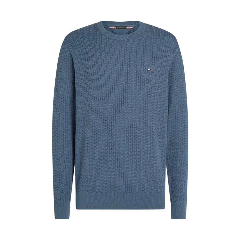 Tommy Hilfiger Men's Blue Round-Neck Knitwear Extra Large