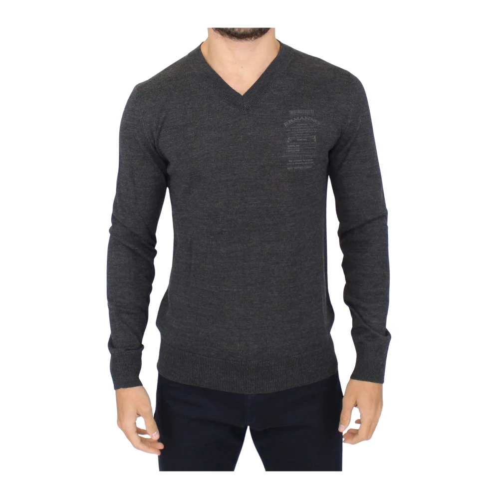Ermanno Scervino Men's Gray V-Neck Knitwear Small