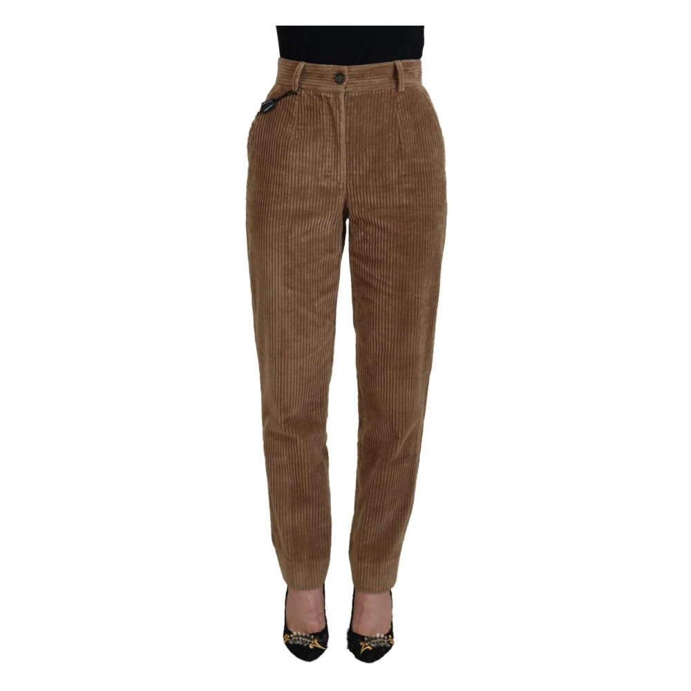 Dolce & Gabbana Women's Brown Tapered Trousers 2XS