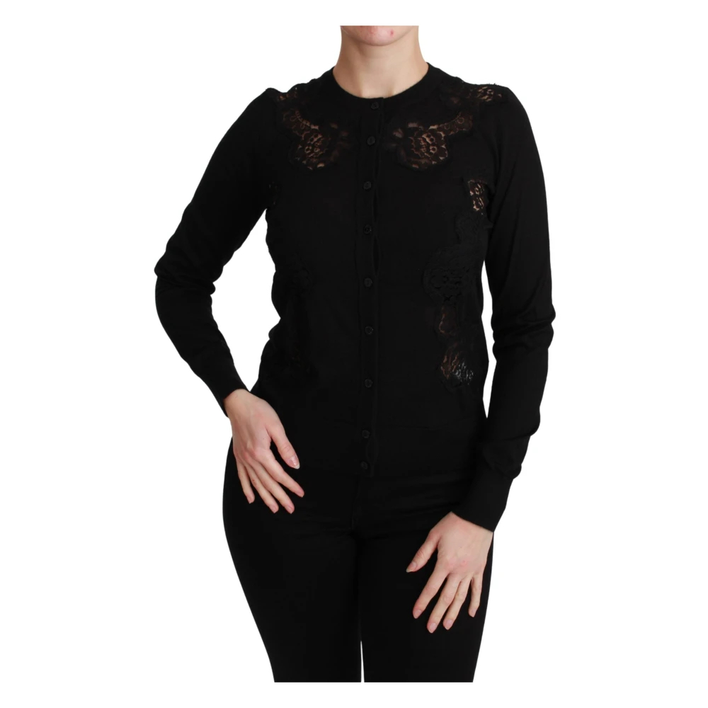 Dolce & Gabbana Women's Black Round-Neck Knitwear 3XS