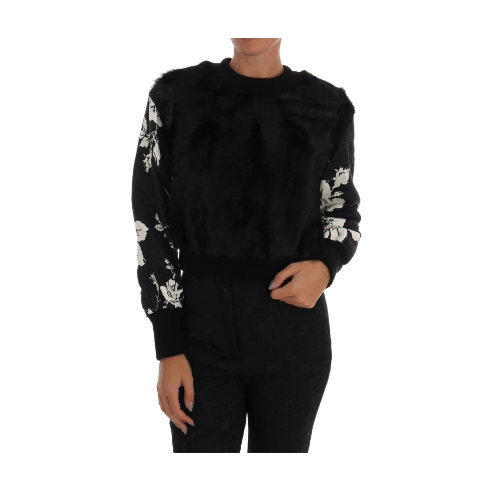 Dolce & Gabbana Women's Black Round-Neck Knitwear 3XS