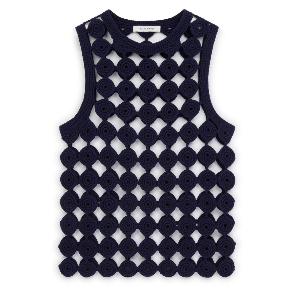Wales Bonner Women's Blue Sleeveless Tops Small