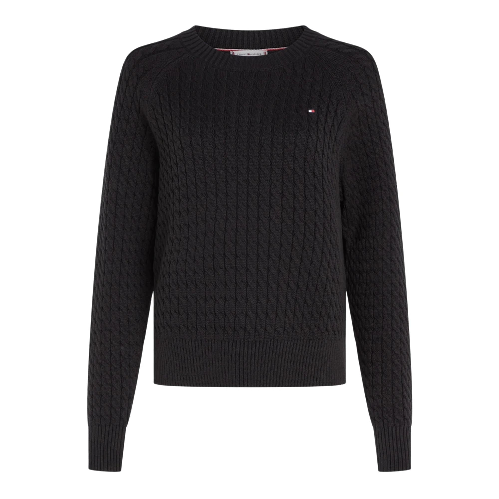 Tommy Hilfiger Women's Black Round-Neck Knitwear Extra Small