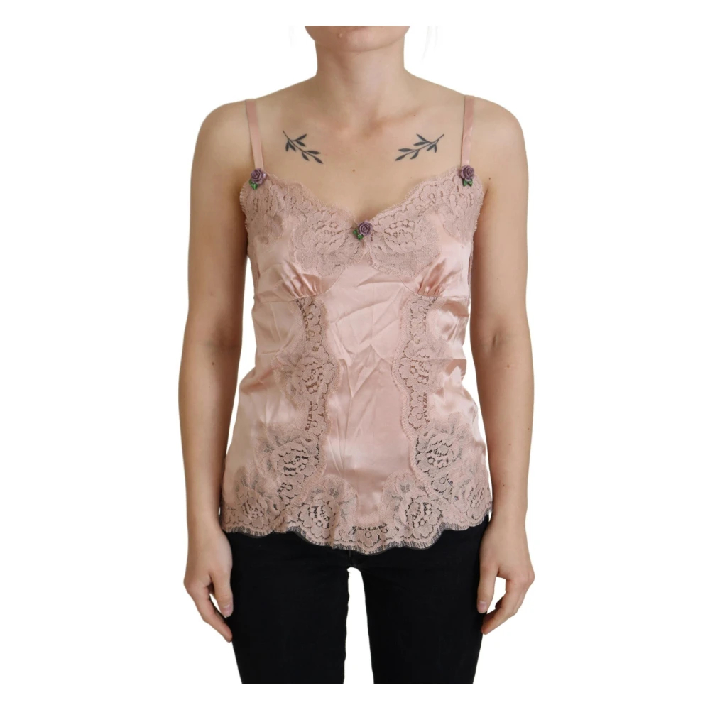 Dolce & Gabbana Women's Pink Sleeveless Tops 3XS