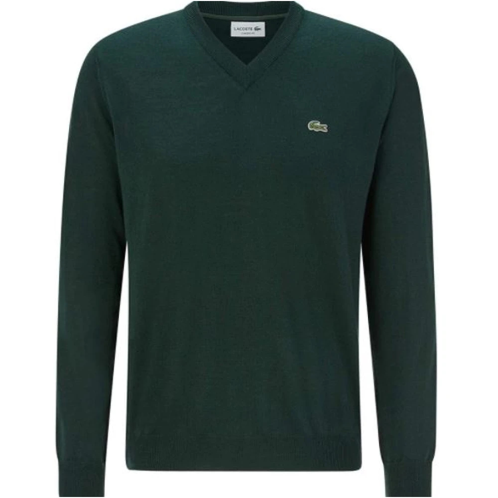 Lacoste Men's Green V-Neck Knitwear Extra Small