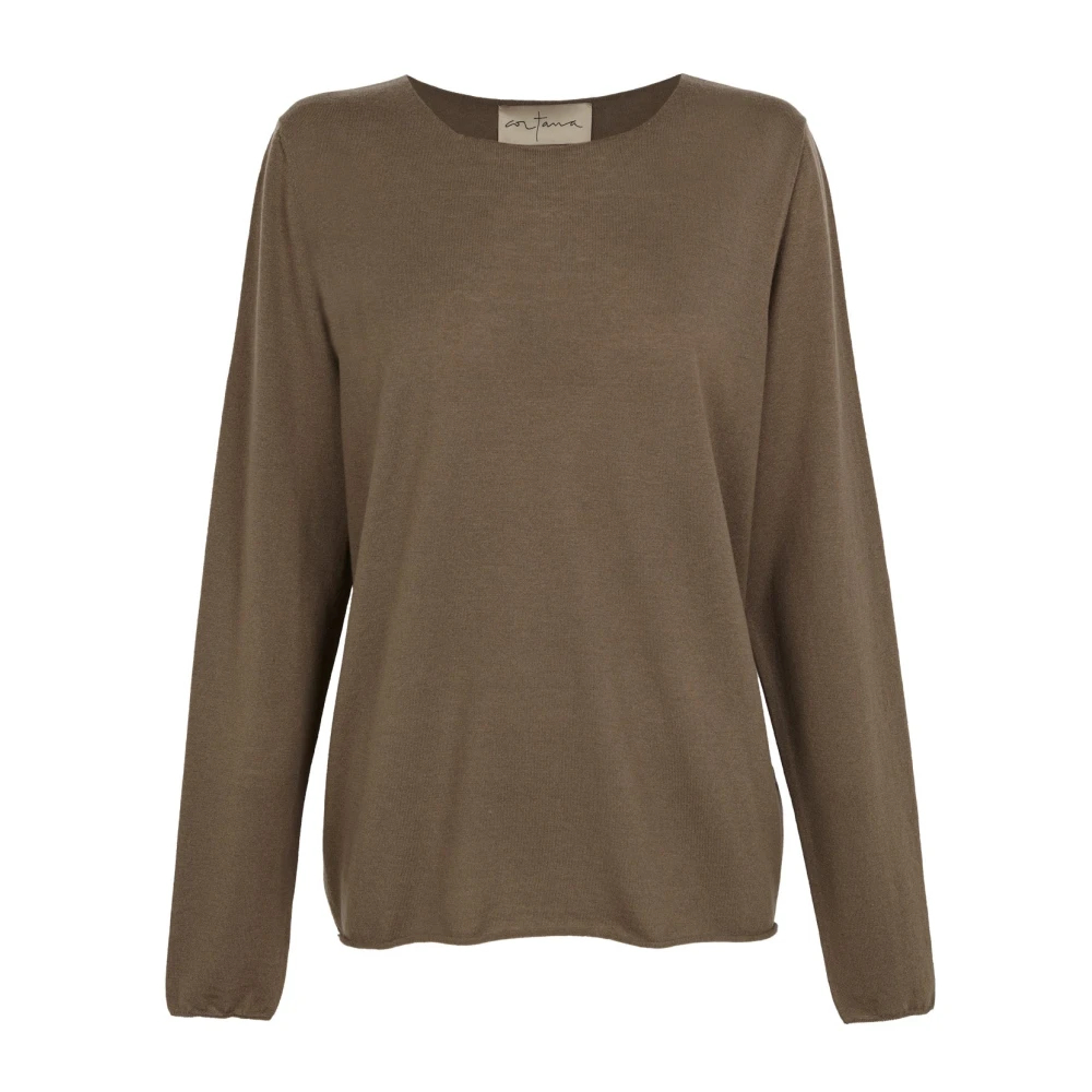 Cortana Women's Gray Round-Neck Knitwear Small