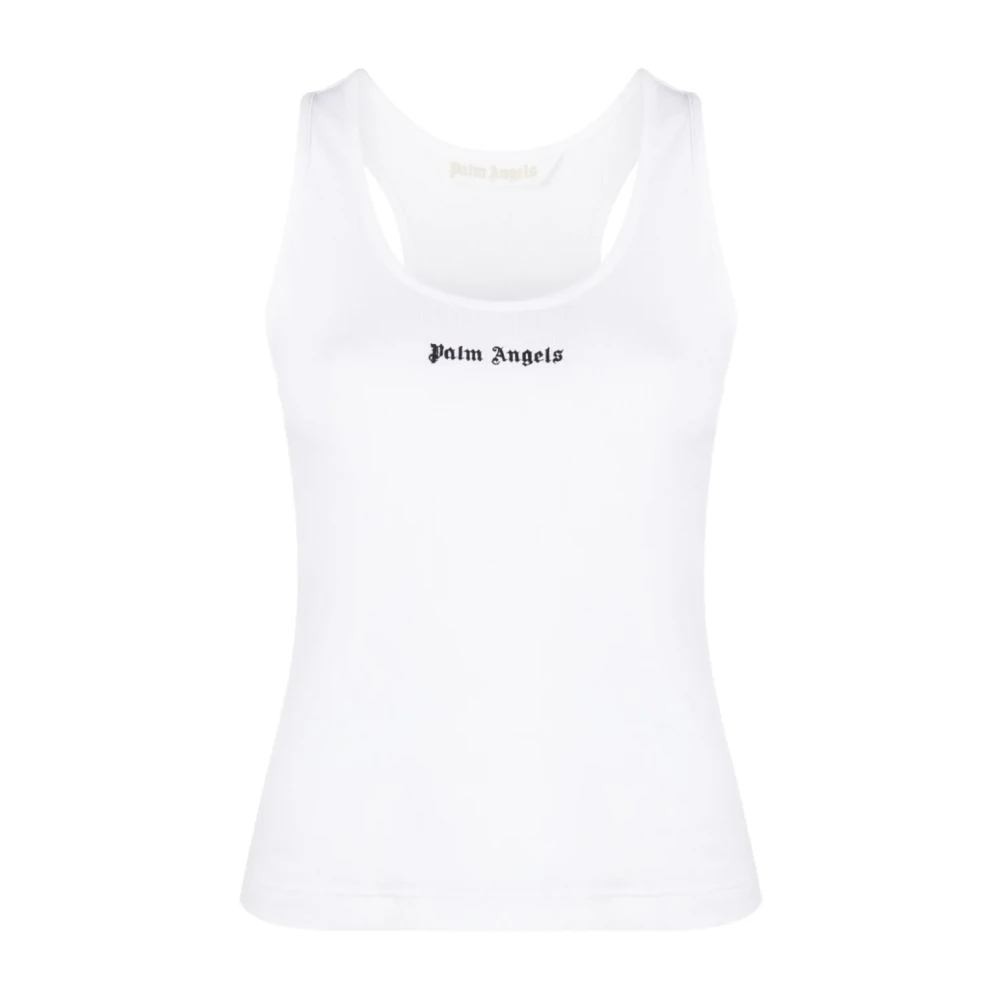 Palm Angels Women's White Sleeveless Tops Medium