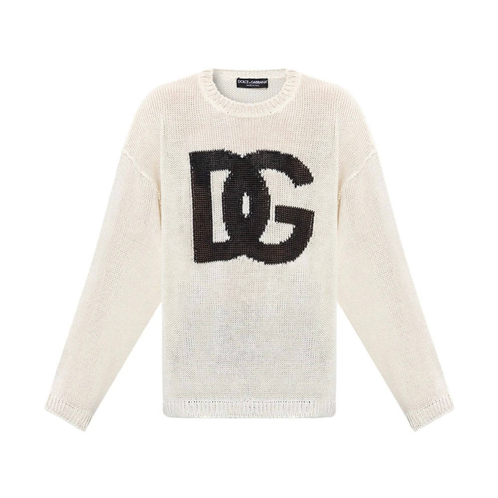 Dolce & Gabbana Men's Beige Round-Neck Knitwear Medium