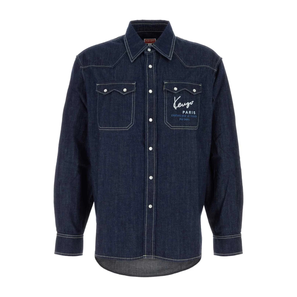 Kenzo Men's Blue Denim Shirts Small
