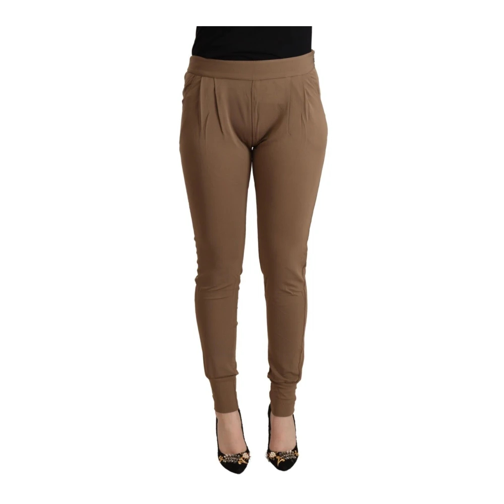 Ermanno Scervino Women's Brown Slim-Fit Trousers Large