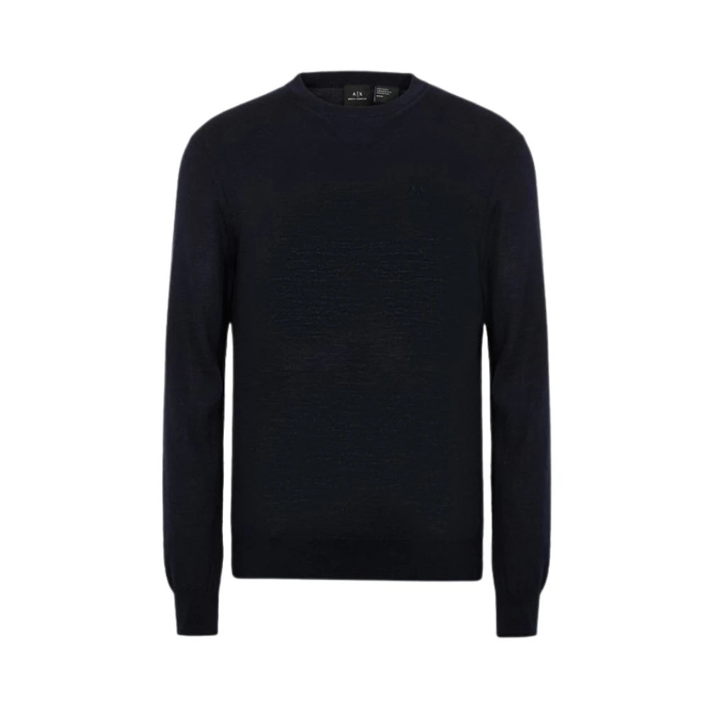 Armani Exchange Men's Blue Round-Neck Knitwear Extra Large