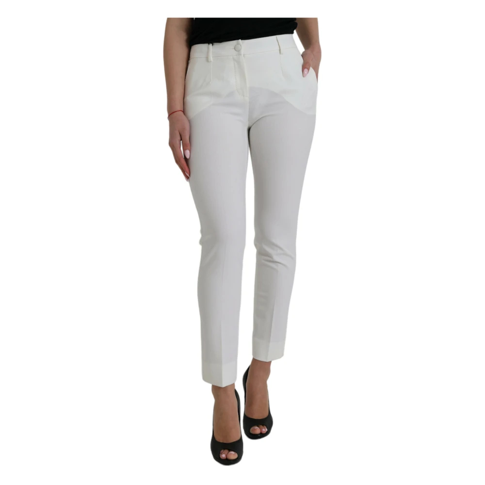 Dolce & Gabbana Women's White Slim-Fit Trousers 2XS