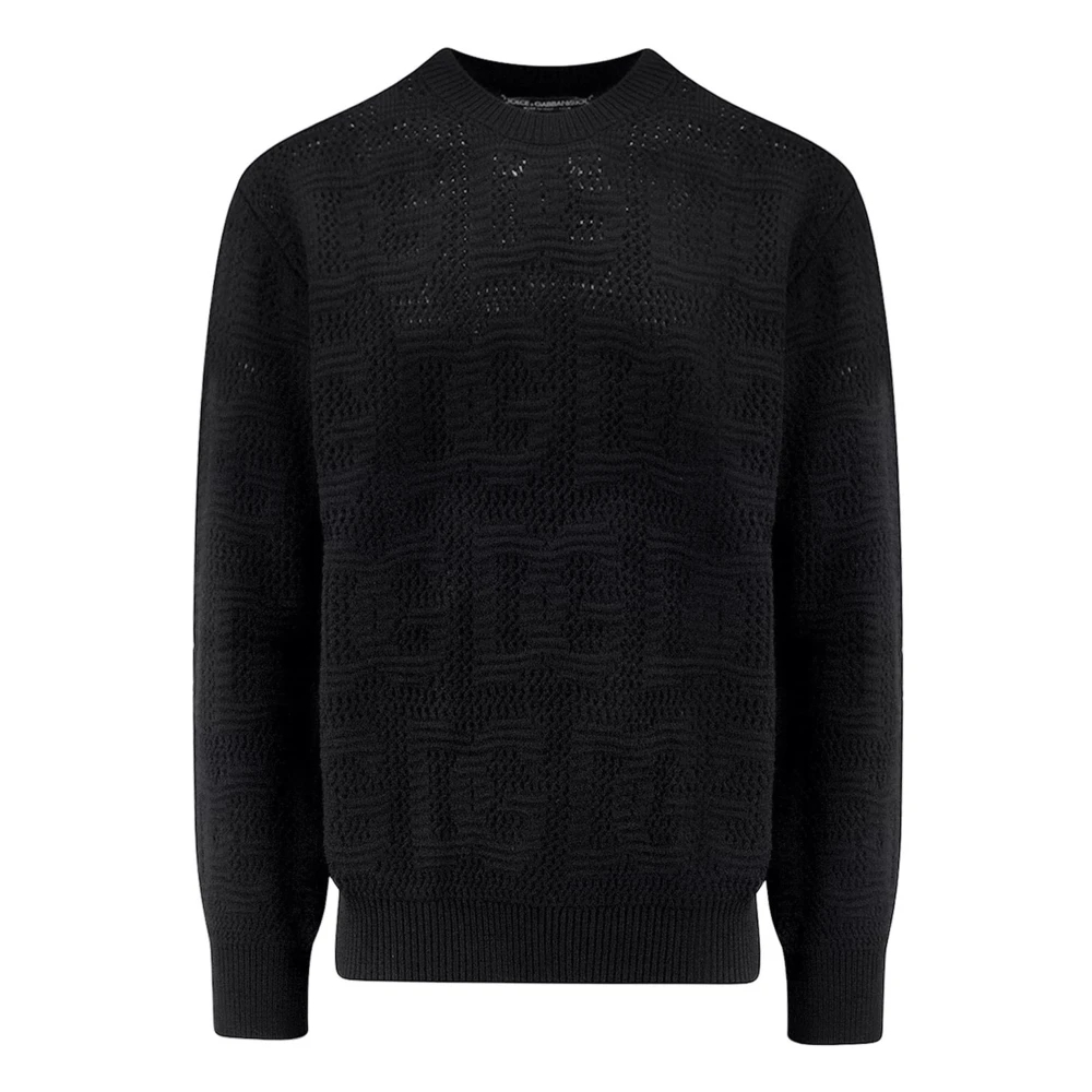 Dolce & Gabbana Men's Black Round-Neck Knitwear Medium