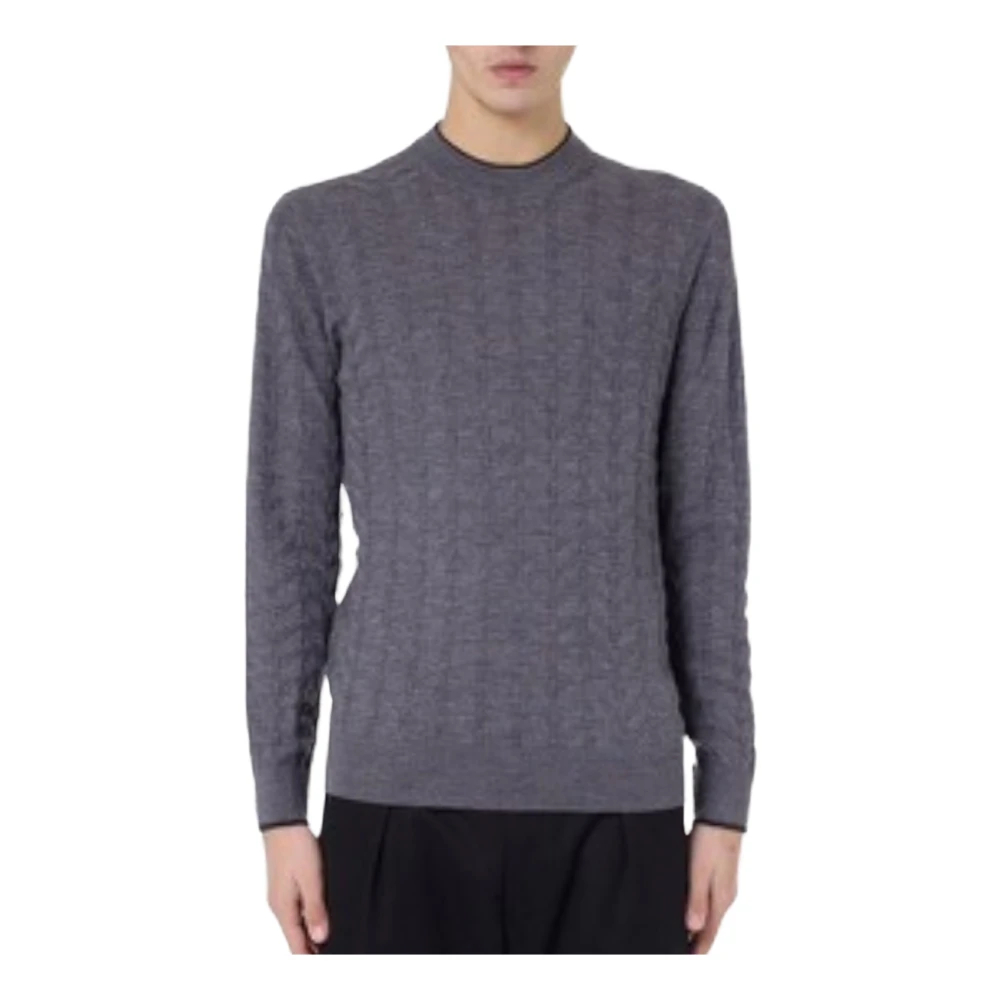 Paolo Pecora Men's Gray Round-Neck Knitwear Medium