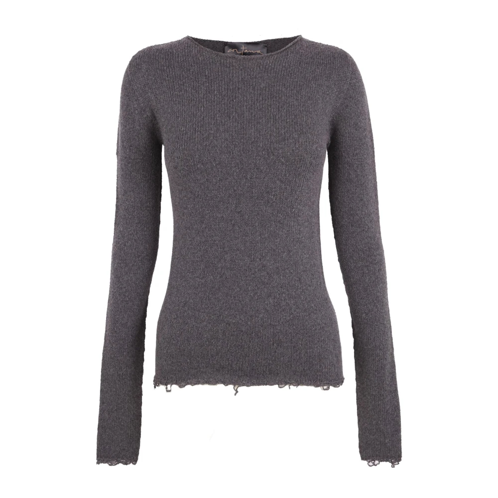 Cortana Women's Gray Round-Neck Knitwear Small