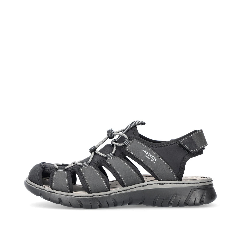 Rieker Men's Black Flat Sandals Size 9 Uk