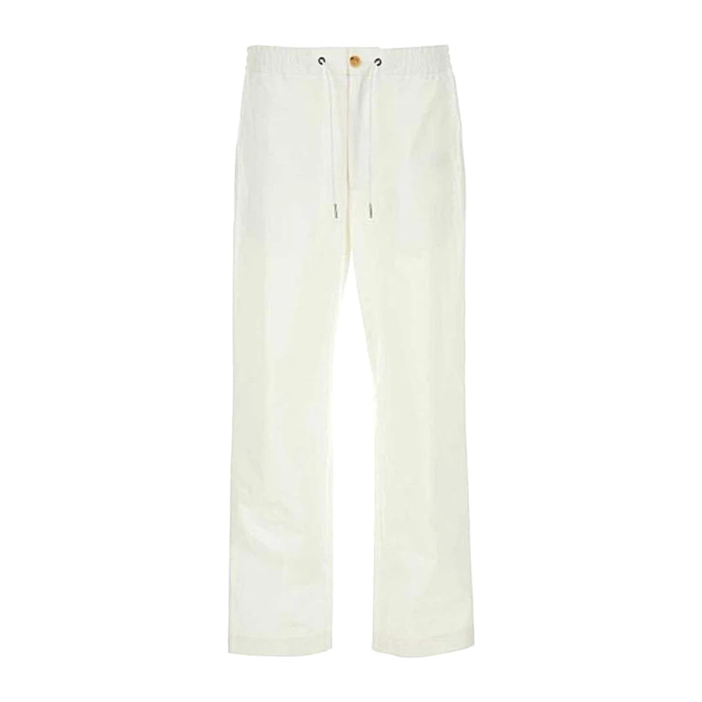 Moncler Men's White Straight Trousers Small