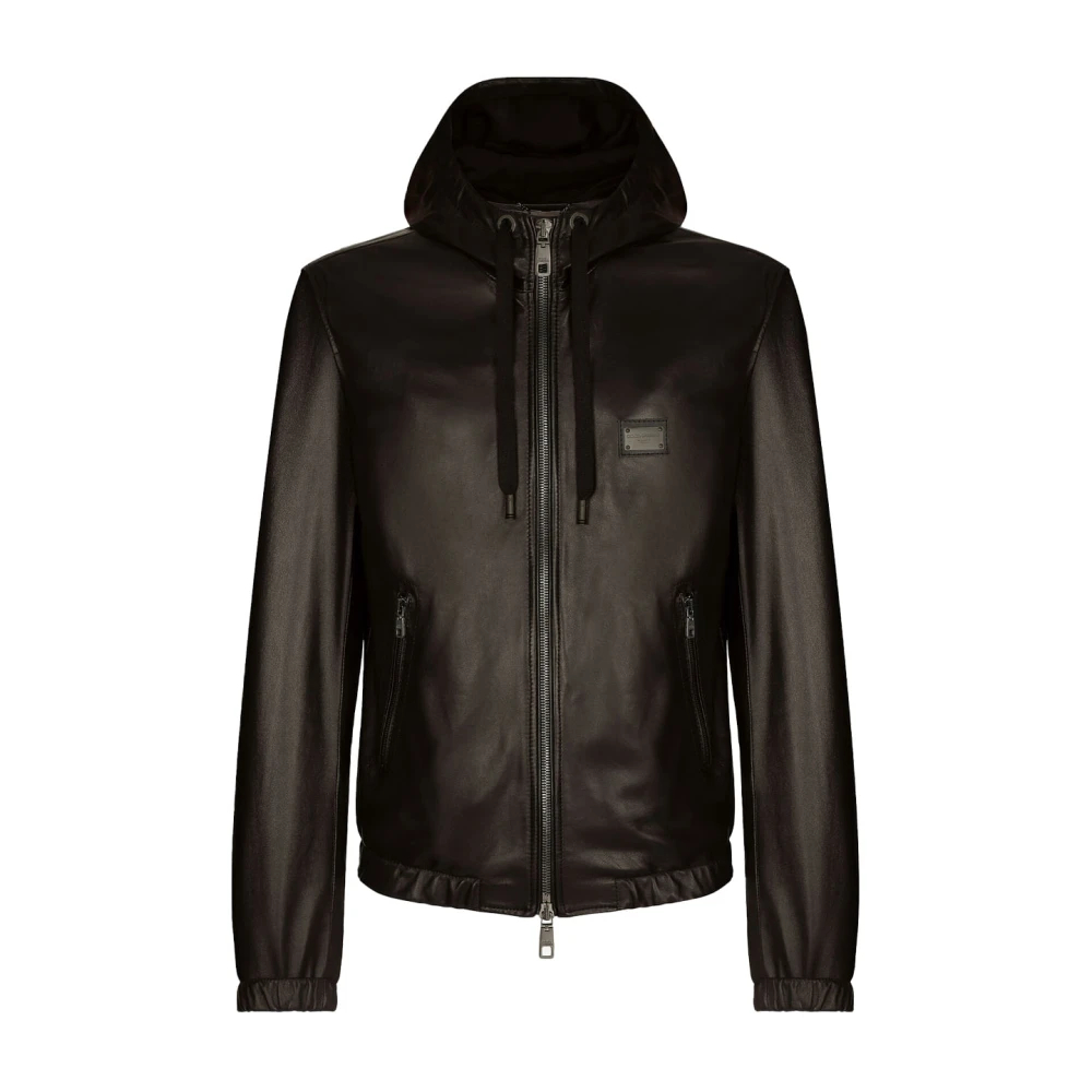 Dolce & Gabbana Men's Black Leather Jackets Extra Large