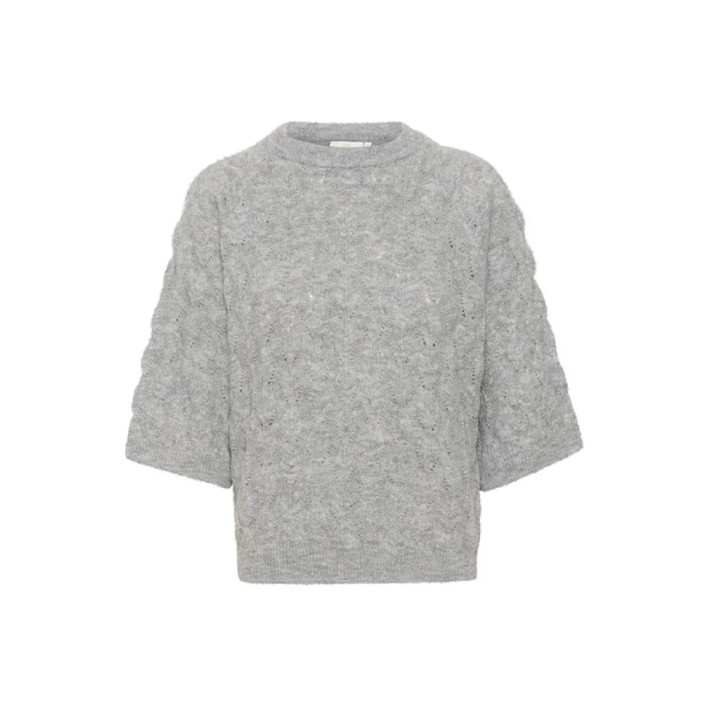 Kaffe Women's Gray Round-Neck Knitwear Extra Small