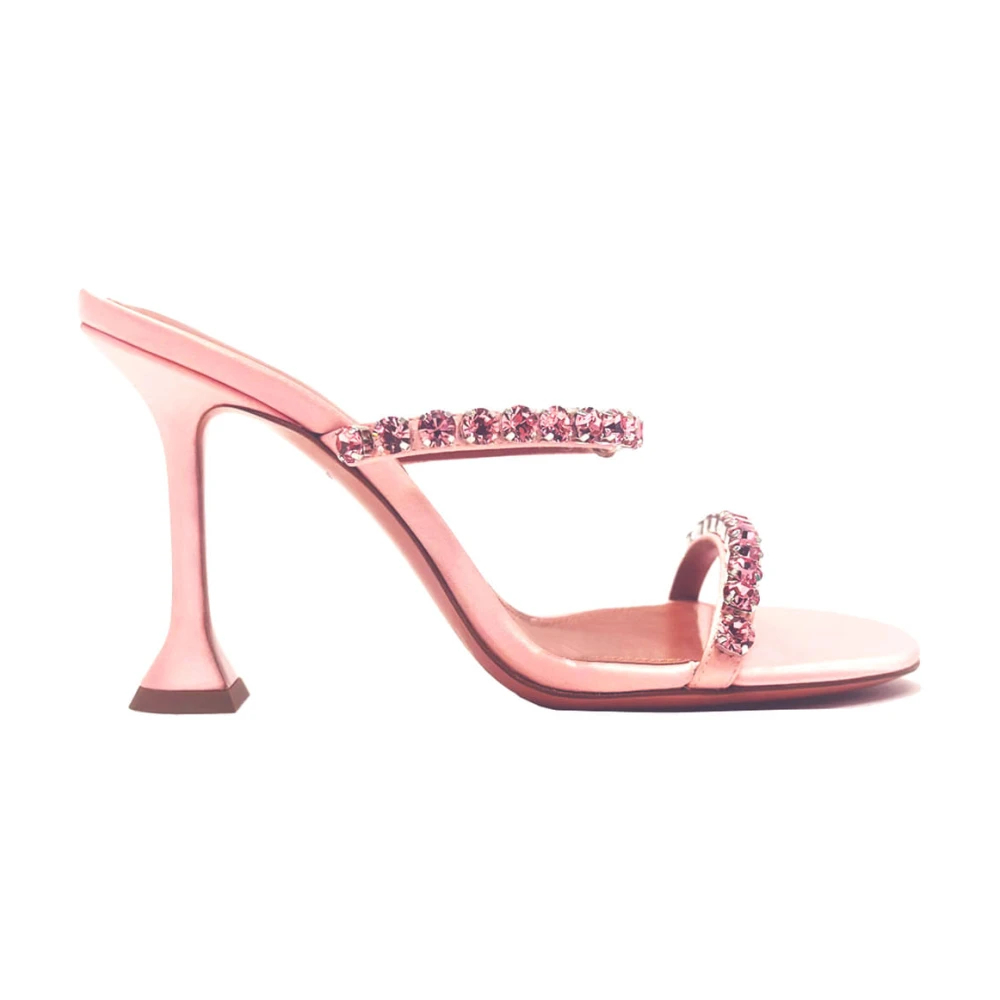 Amina Muaddi Women's Pink Heeled Mules Size 4 Uk
