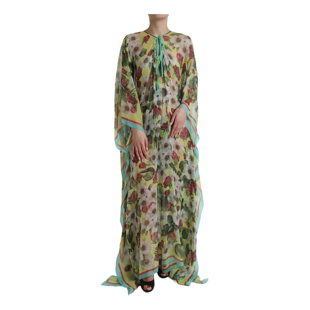 Dolce & Gabbana Women's Dresses, Female,, Floral Silk Maxi Kaftan Dress Multicolor 3XS