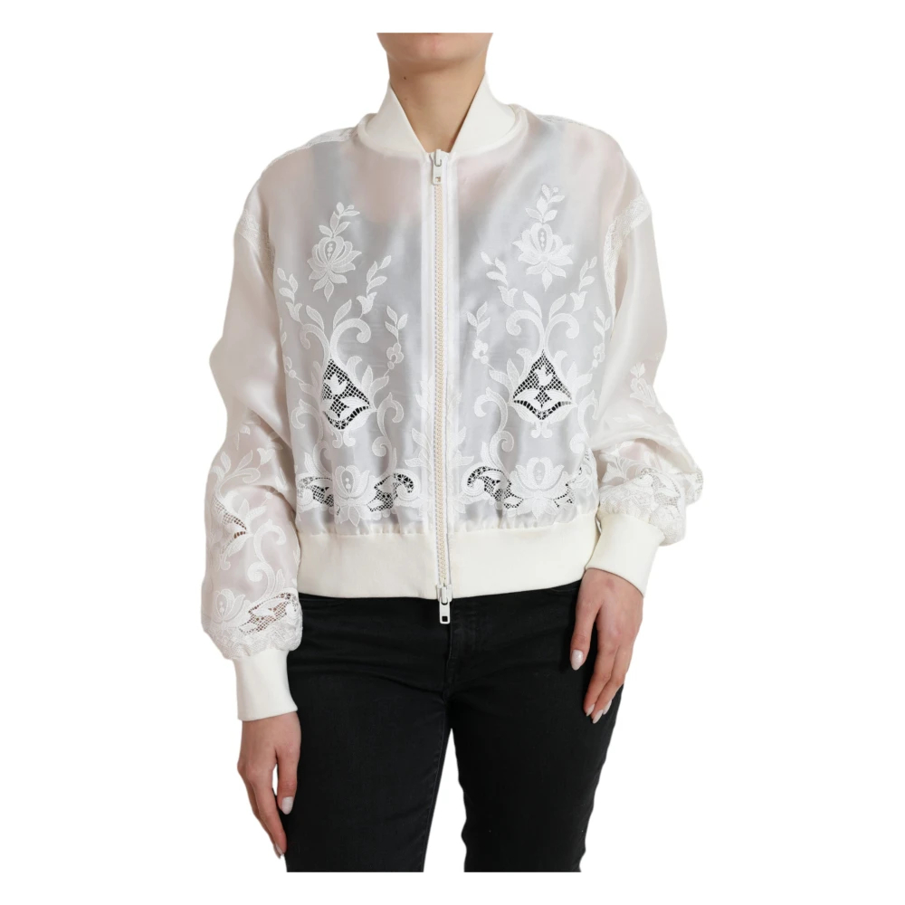 Dolce & Gabbana Women's White Bomber Jackets Extra Small
