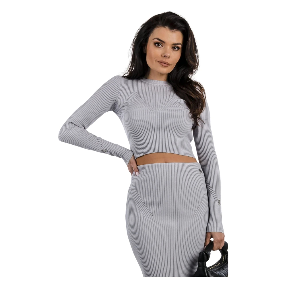 Patrizia Pepe Women's Gray Round-Neck Knitwear Small