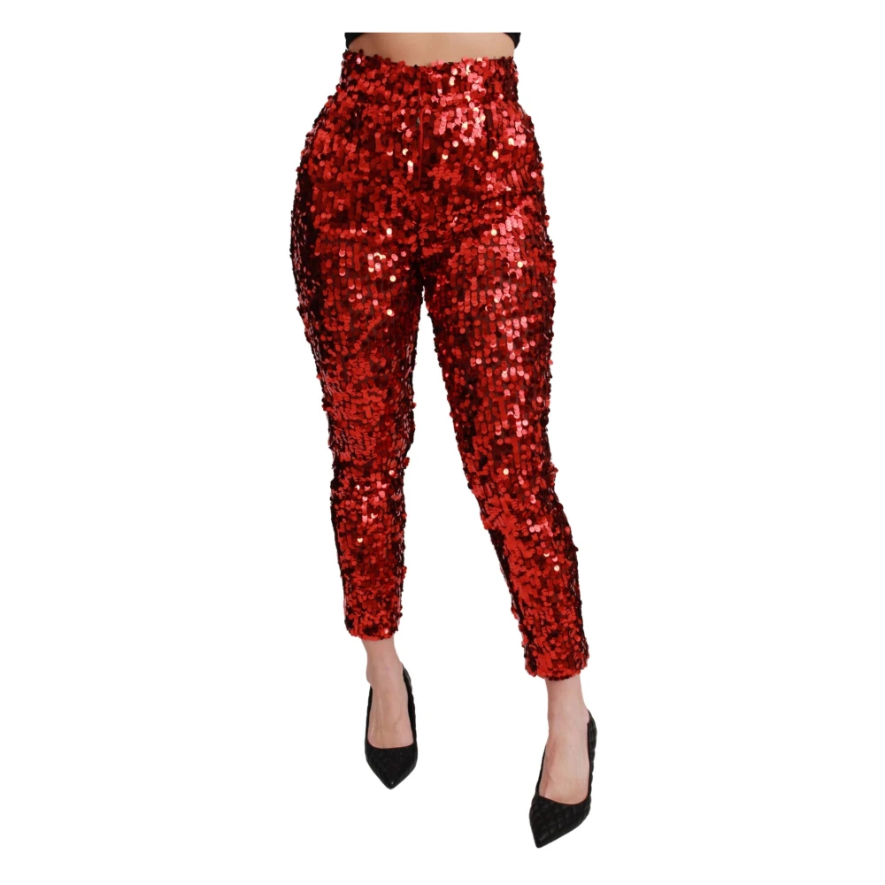 Dolce & Gabbana Women's Red Skinny Trousers Extra Small