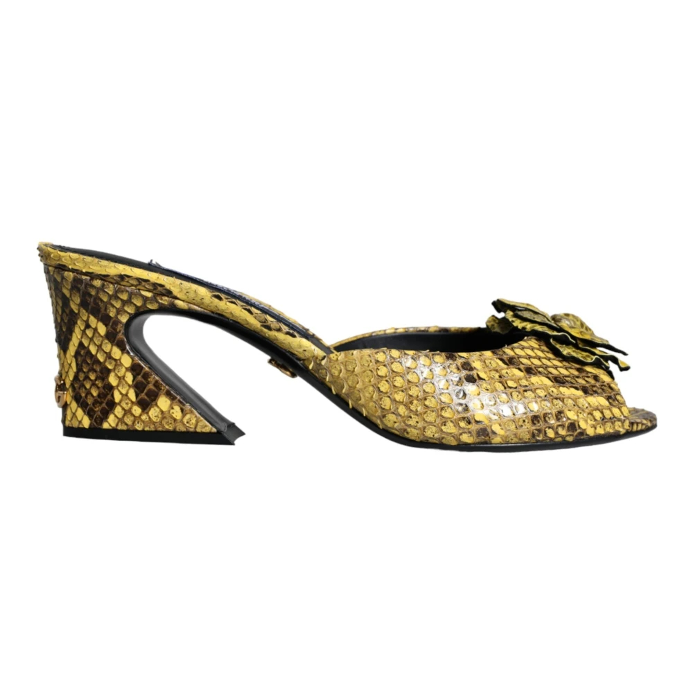 Dolce & Gabbana Women's Yellow Heeled Mules Size 6 Uk