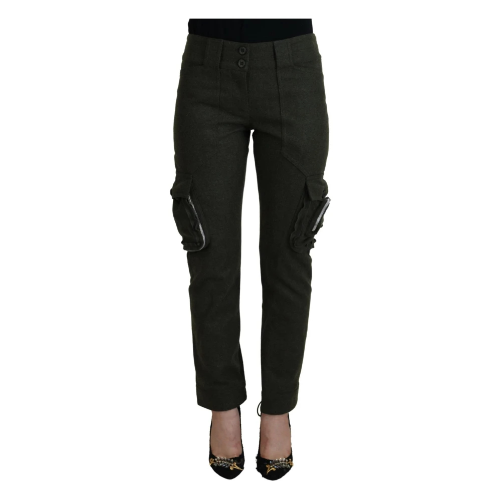 Ermanno Scervino Women's Green Slim-Fit Trousers Medium