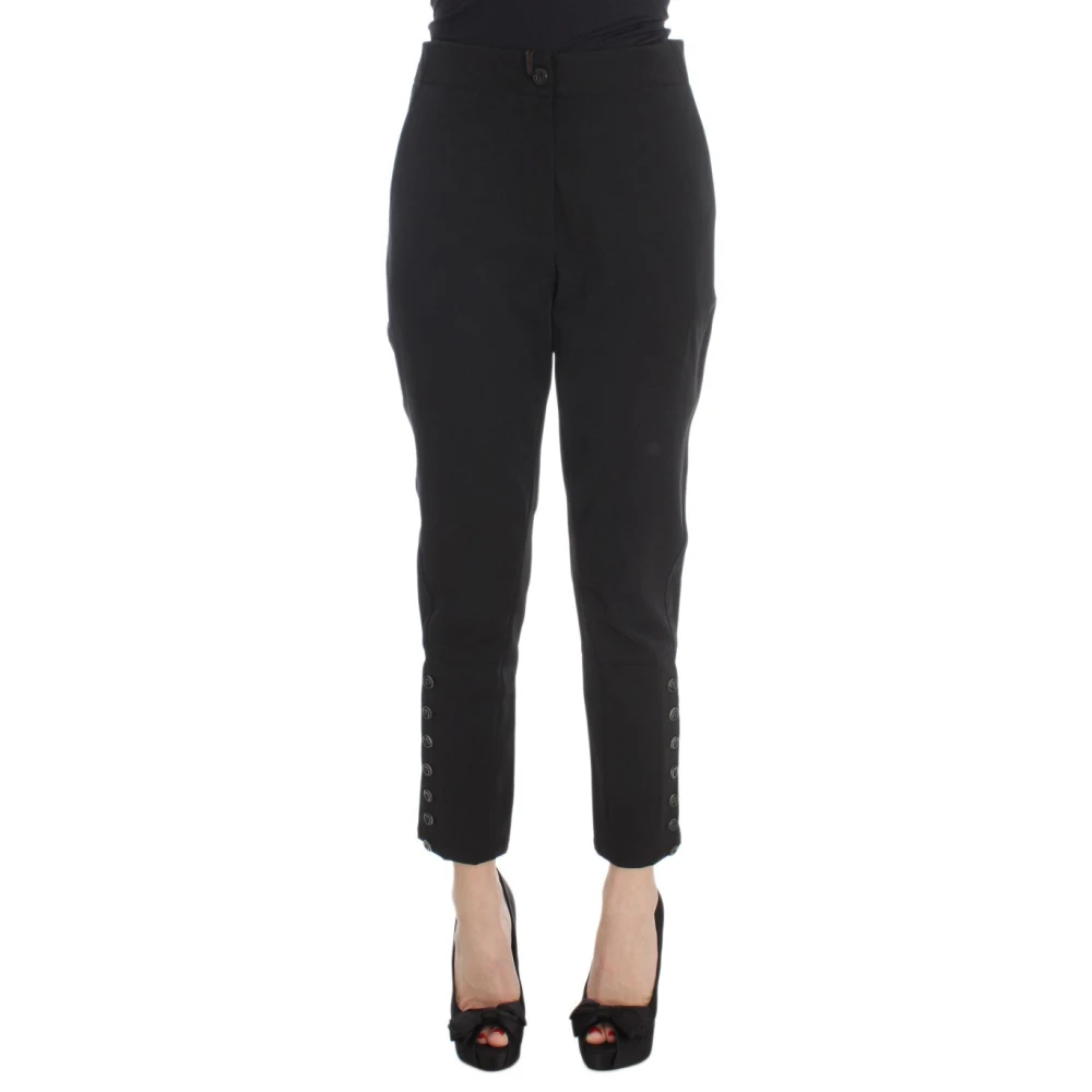 Ermanno Scervino Women's Black Slim-Fit Trousers Small