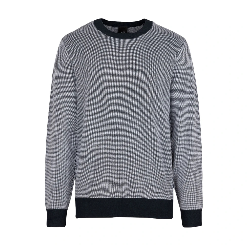 Armani Exchange Men's Blue Round-Neck Knitwear Extra Large