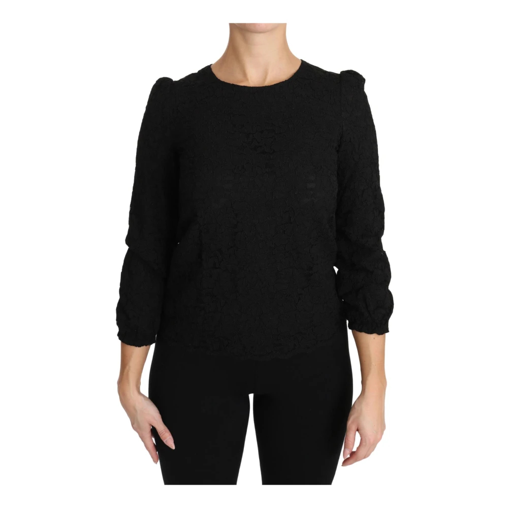 Dolce & Gabbana Women's Black Round-Neck Knitwear 3XS