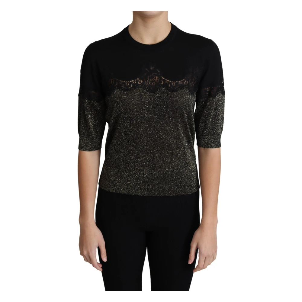 Dolce & Gabbana Women's Black Round-Neck Knitwear 3XS