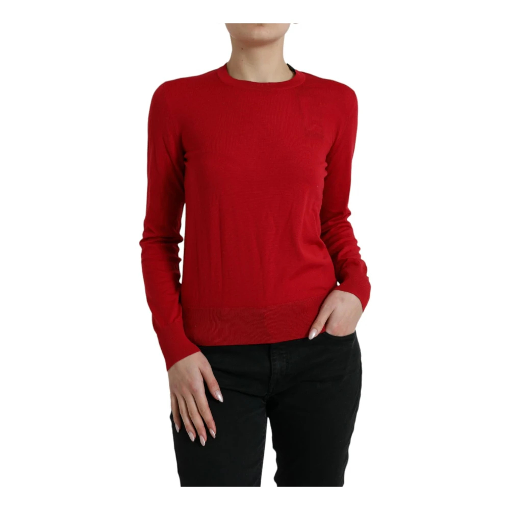 Dolce & Gabbana Women's Red Round-Neck Knitwear Extra Small