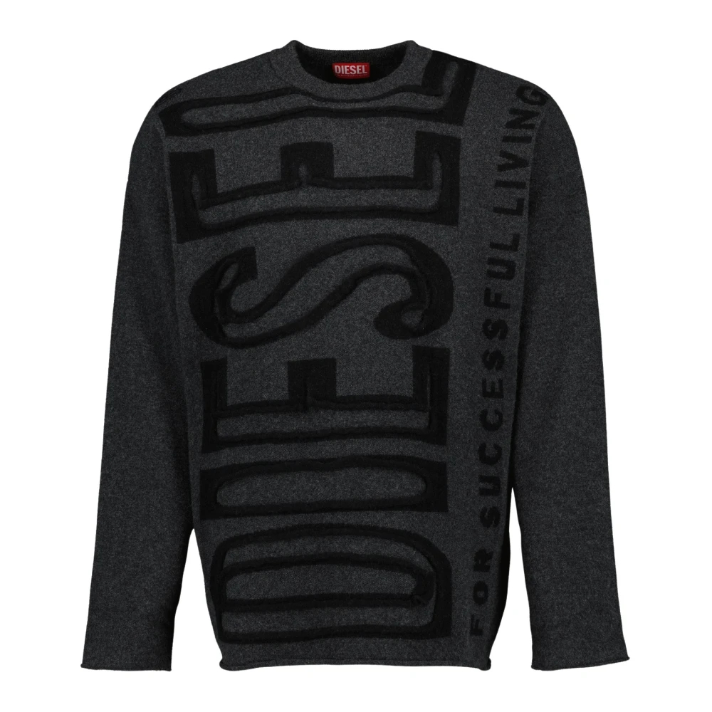 Diesel Men's Gray Round-Neck Knitwear Large
