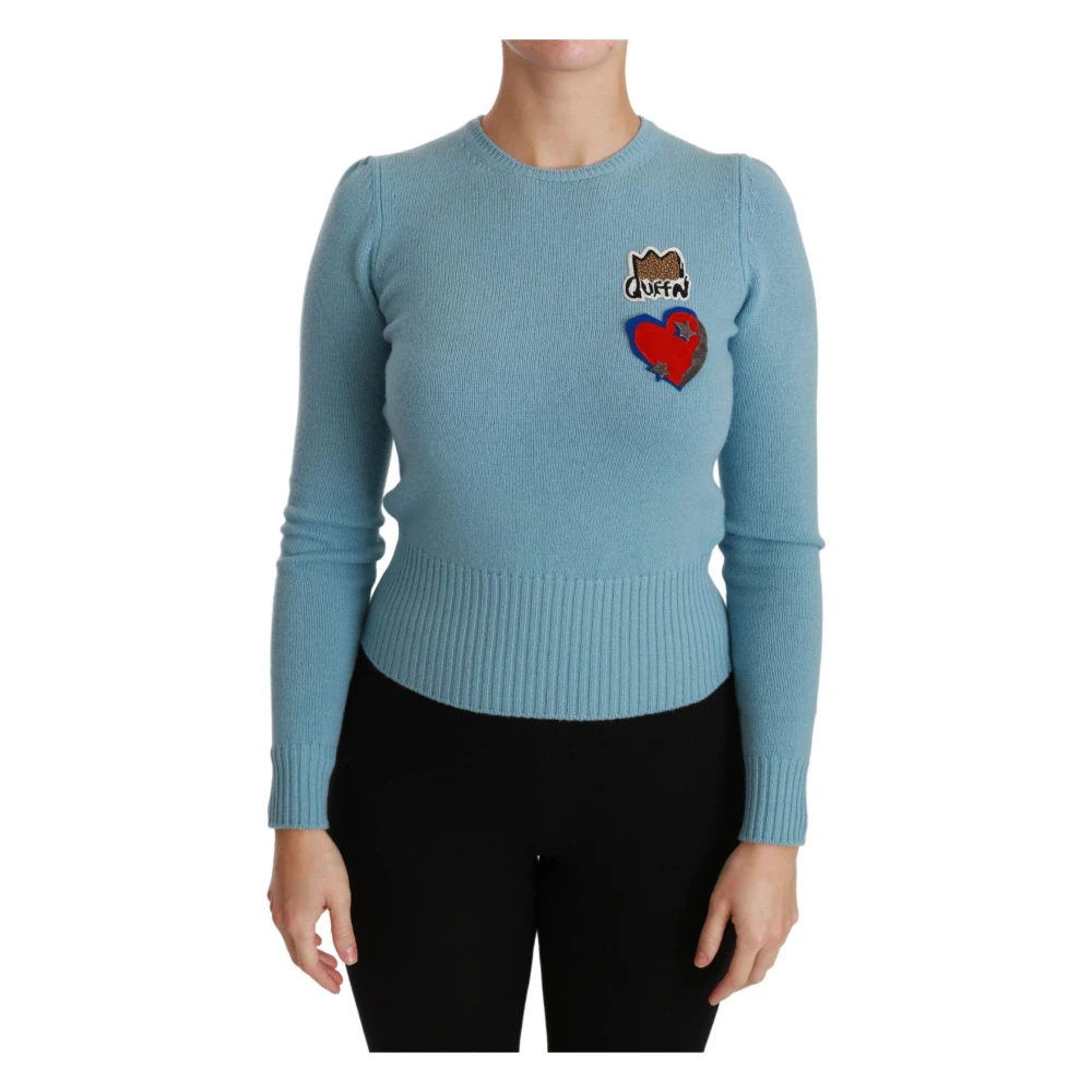 Dolce & Gabbana Women's Blue Round-Neck Knitwear 3XS