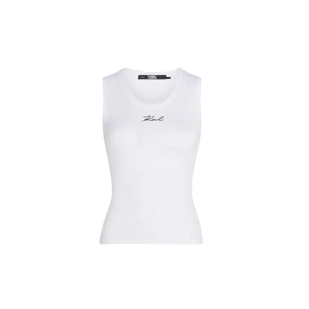 Karl Lagerfeld Women's White Sleeveless Tops Large